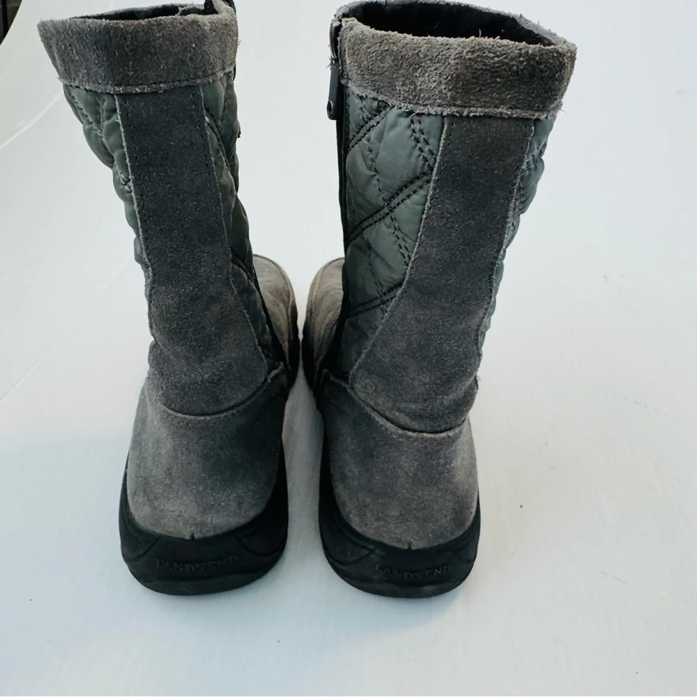 Lands End Boots green quilted and grey suede size 8.5 US